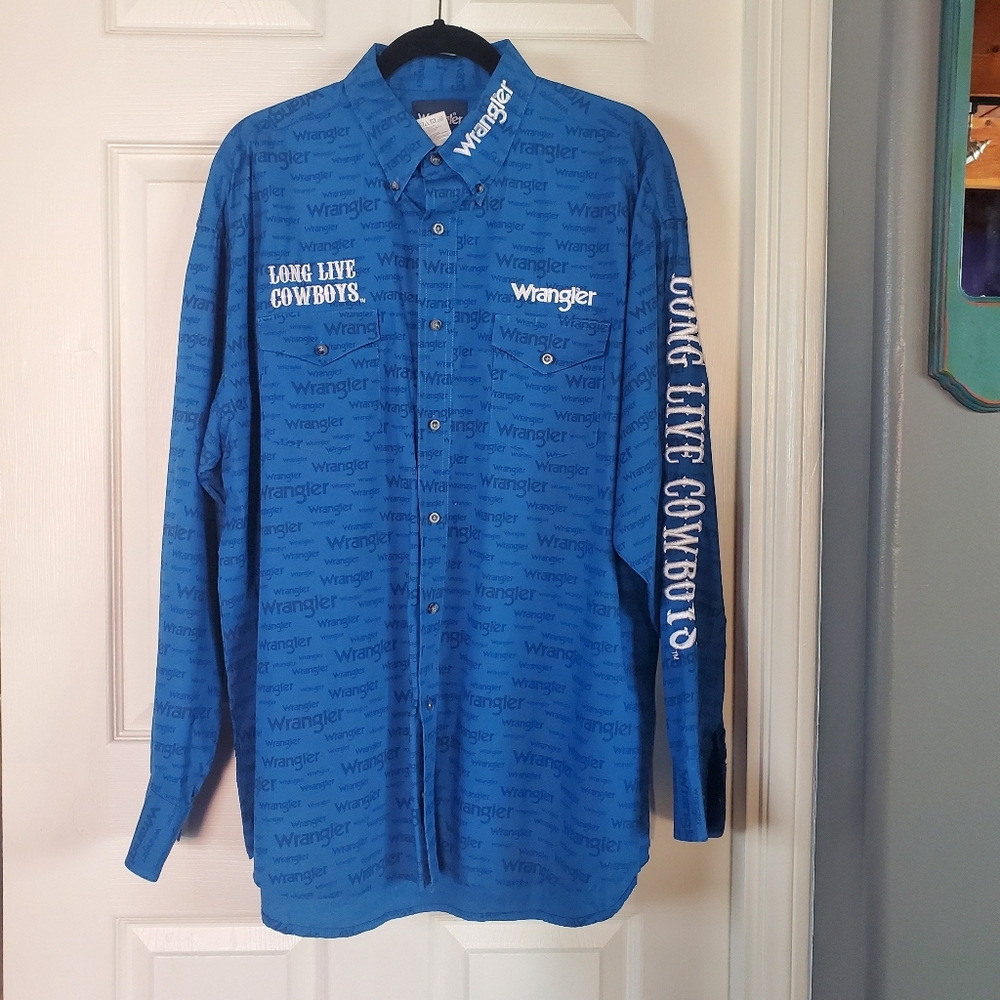 Blue Plaid Western Shirt Embroidered Snap Black Pearl Buttons Cowboy Size XL